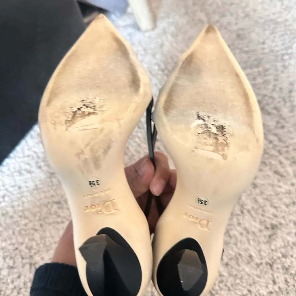 Dior Black Fabric And Patent Leather Pointed Toe Curved Heel Pumps Size 35.5 - Picture 8 of 15